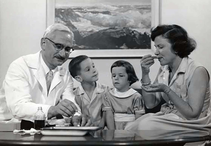 family getting polio vaccine